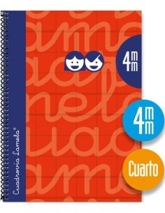 CUADERNO ESPIRAL 4º 80H 90G 4MM ROJO CUADROVIA EXTRADURA
